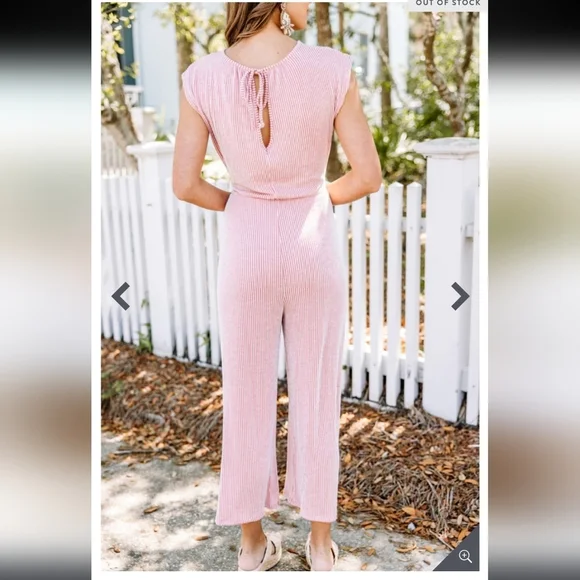 FREE MARKET Feeling Confident Blush Pink Ribbed Jumpsuit, Soft, Comfy, Size S - Picture 2 of 7
